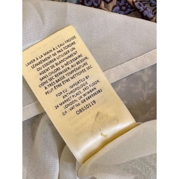 Anthropologie Floreat Patchwork Floral Peasant Blouse Sz XXSP EUC Gorgeous Boho - Picture 8 of 12